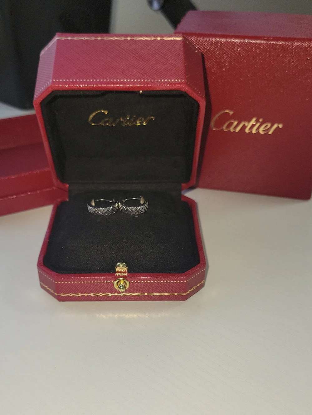 18 KT White Gold Diamond Cut Infinity Earrings